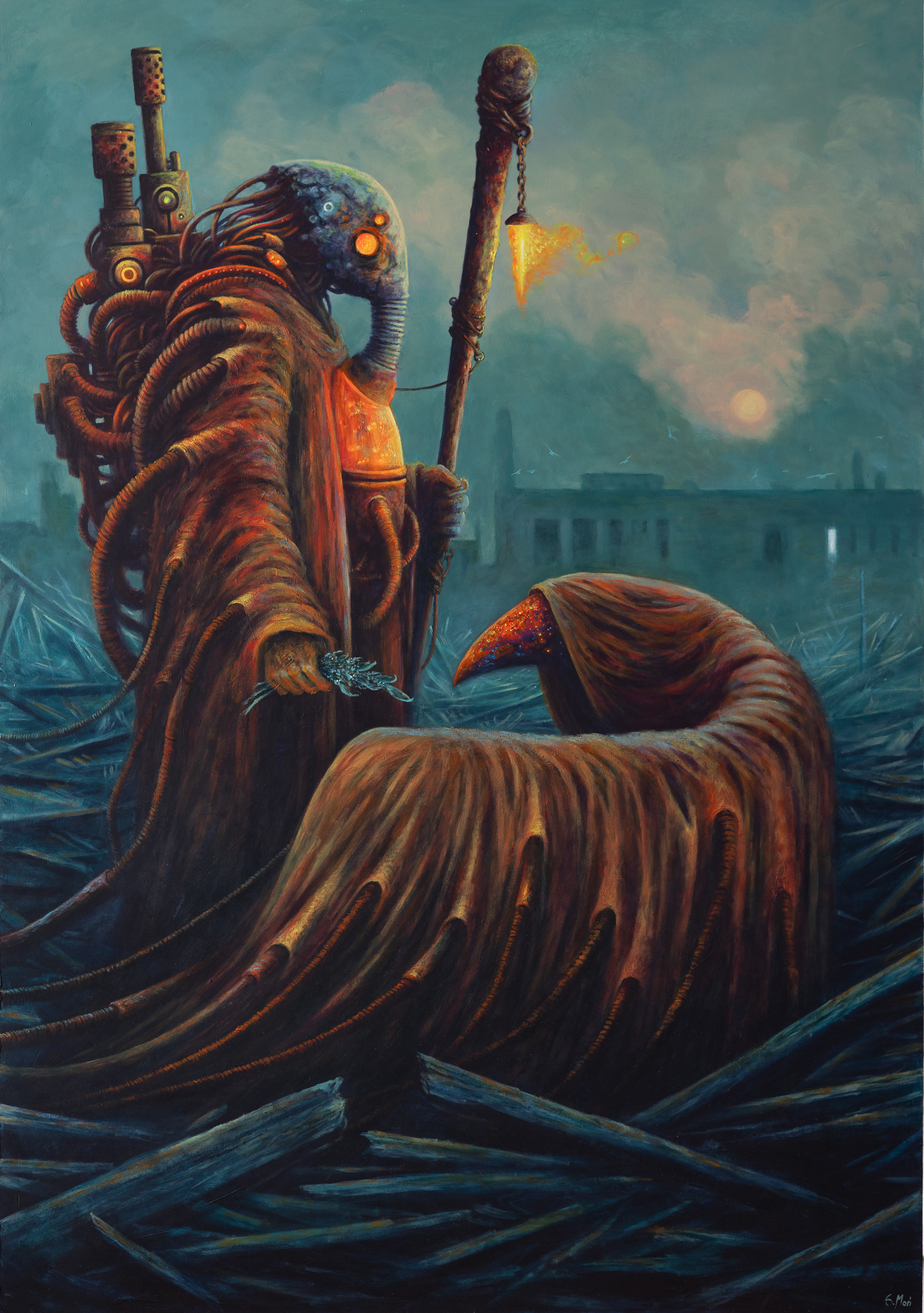 153. Świt przed końcem świata, akryl na płycie, 70x100 cm, 2025 r.,